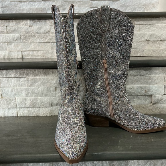 Betsy Johnson Bling Rhinestone boots - Picture 3 of 6